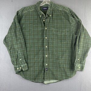 Vintage Catalina Green Plaid Corduroy Button Down Shirt Men’s Sz XL 100% Cotton